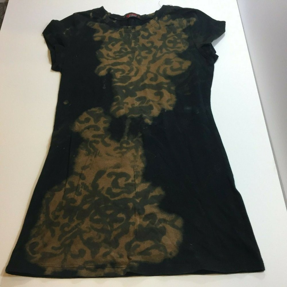 TParty Womens Black Beige Tye Dye Short Sleeve Fitted Tshirt Tee Fashion Medium